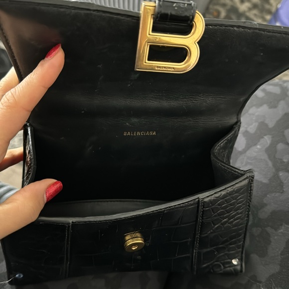 Balenciaga hourglass, black croc print and gold hardware - Picture 3 of 4